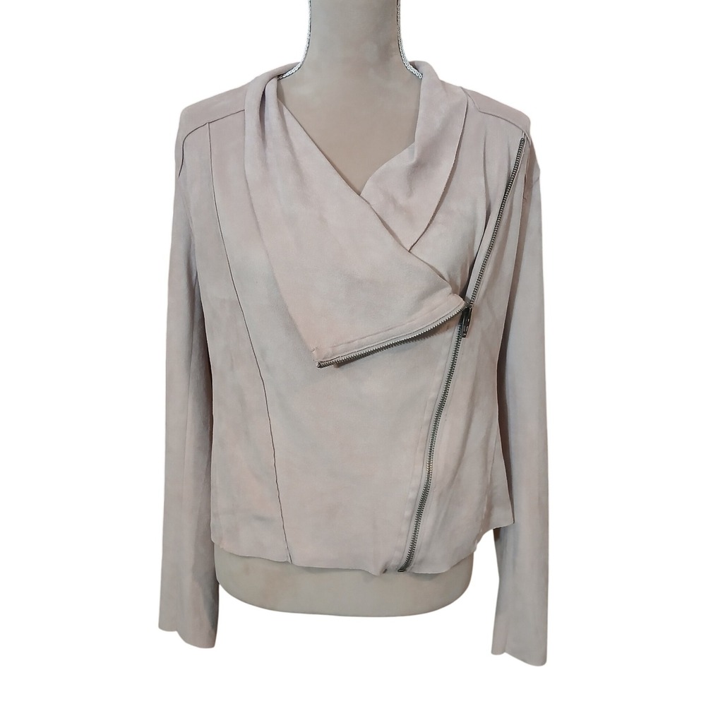 BLANKNYC Asymmetrical Zip Faux Suede Moto Jacket Blush Pink Size Medium